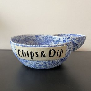 Chips og dip sk�len (Hvid/bl�)