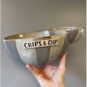 Chips og dip sk�len (Creme/gr�) 