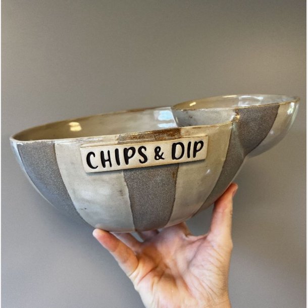 Chips og dip sk�len (Creme/gr�) 