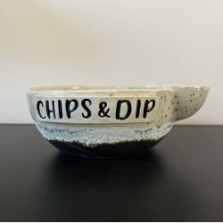 Chips og dip sk�len (Creme og brun)