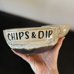 Chips og dip sk�len (Creme og brun)