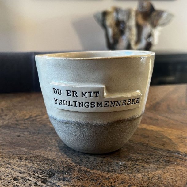 Krus med teksten "Du er mit yndlingsmenneske" 