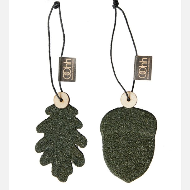 WOODz ophæng 3 agern + 3 egetræsblade, Burnt Olive